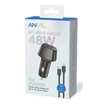 מטען מהיר לרכב 48W PD ו-QC 3.0 כולל כבל טייפ-סי ללייטנינג 1 מטר ANVIL